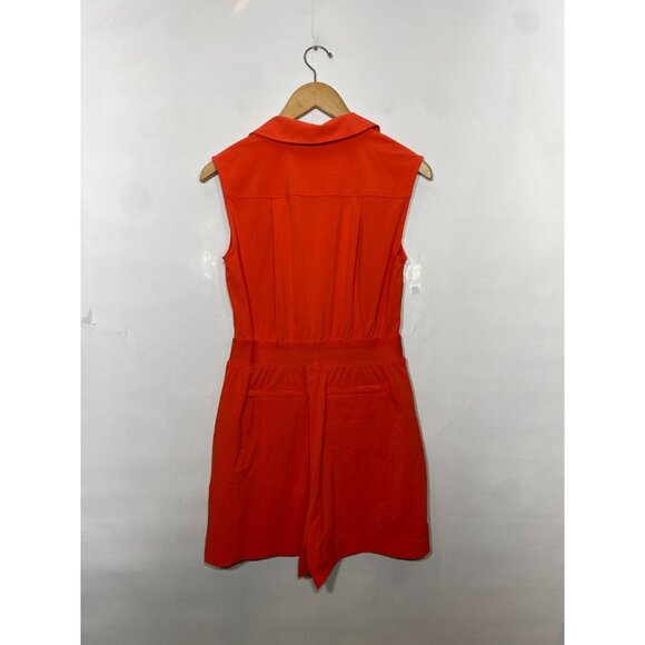 Athleta Brooklyn Romper Sleeveless Zip Front Size 2 Vermillion Red Orange - Picture 3 of 6